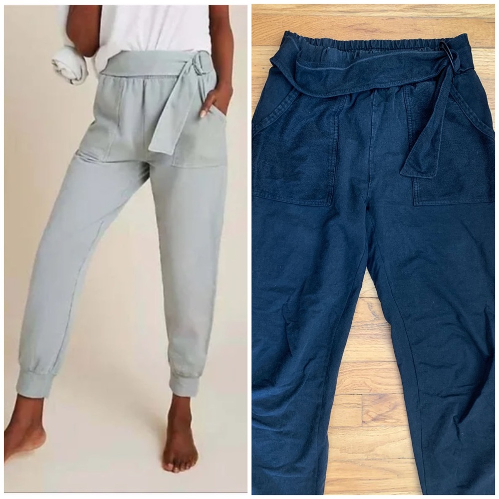 Anthropologie Light Gray and Dark Blue Jogger Pants